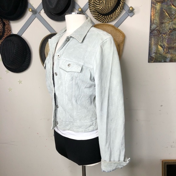 Gap Powder Blue Suede Jacket - Picture 5 of 15